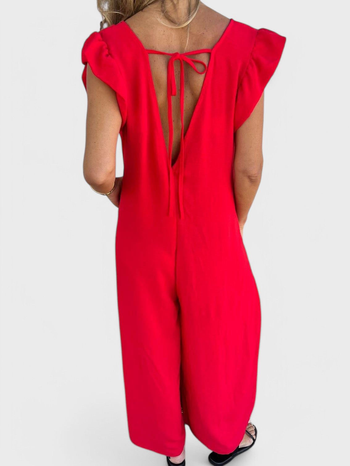 Leopard Print V-Neck Jumpsuit With Front Pockets