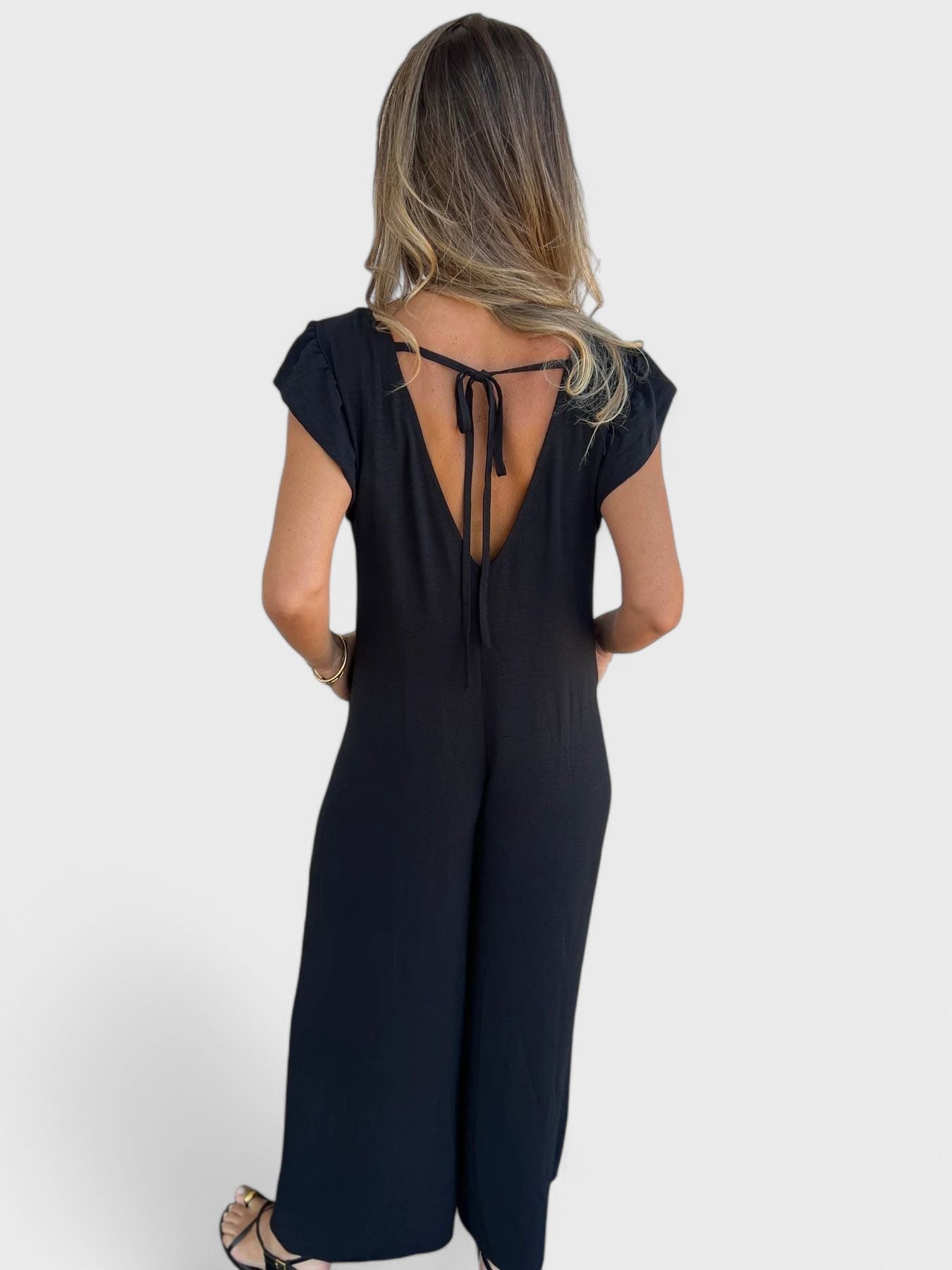 Leopard Print V-Neck Jumpsuit With Front Pockets