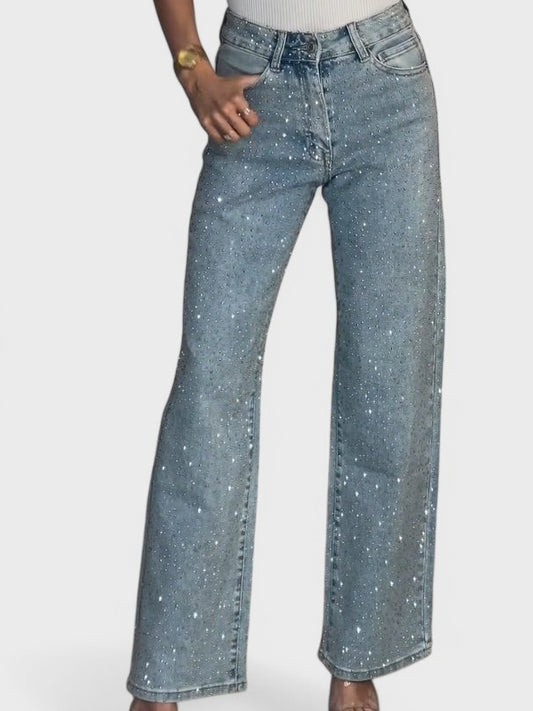Madison™  - High Waisted Diamanté Straight Leg Jeans
