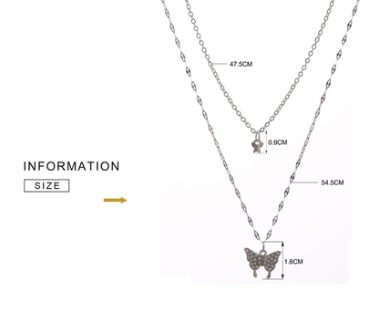 Refined silver necklace with glittering butterfly